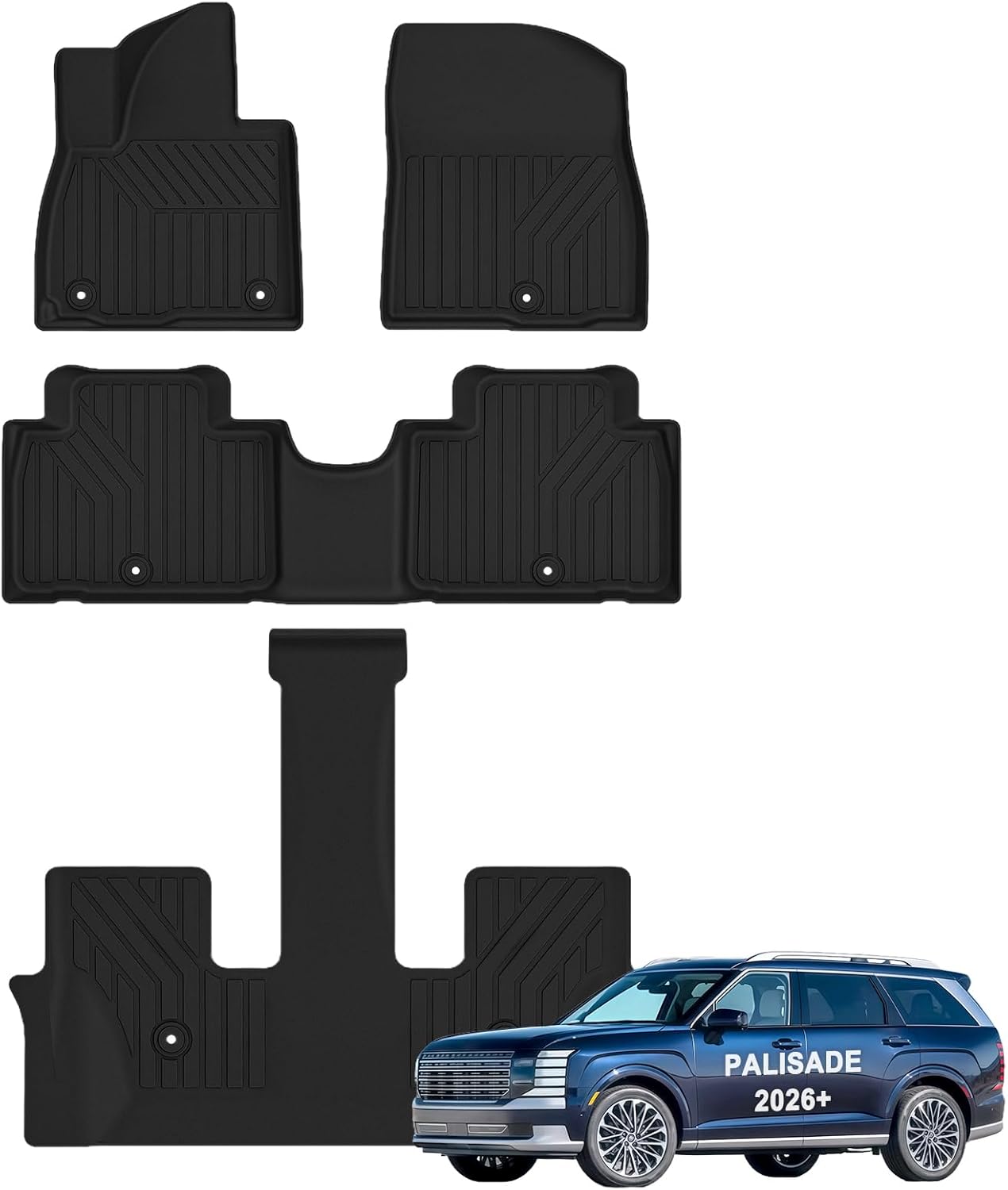 Floor Mats for 2026 Hyundai Palisade (Only Fit Gas), TPE All Weather Protection Car Mats Floor Liners Automotive Accessories,Black