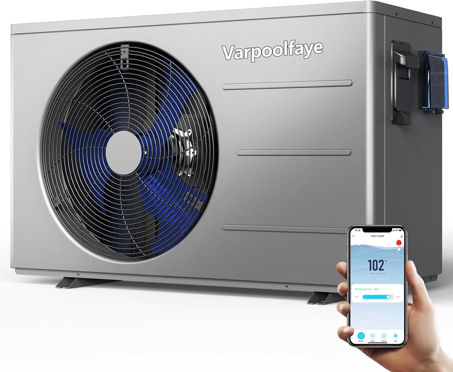 30000 BTU Swimming Pool Heat Pump Above Ground Pool Heater 8000 Gallon Heating or Cooling Electric Pool Heater for Inground Pool WiFi Control Schedule 120V