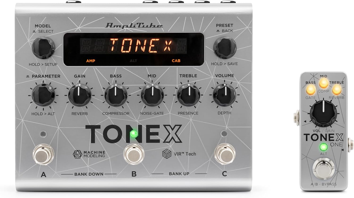 IK Multimedia TONEX One Bass Edition – Compact Bass Modelling Pedal with TRS Mono/Stereo Output, 20 Preset Slots, VIR™ Multi-IR Cabinets, Custom IR Loader, Tuner & 15 Pre/Post Effects