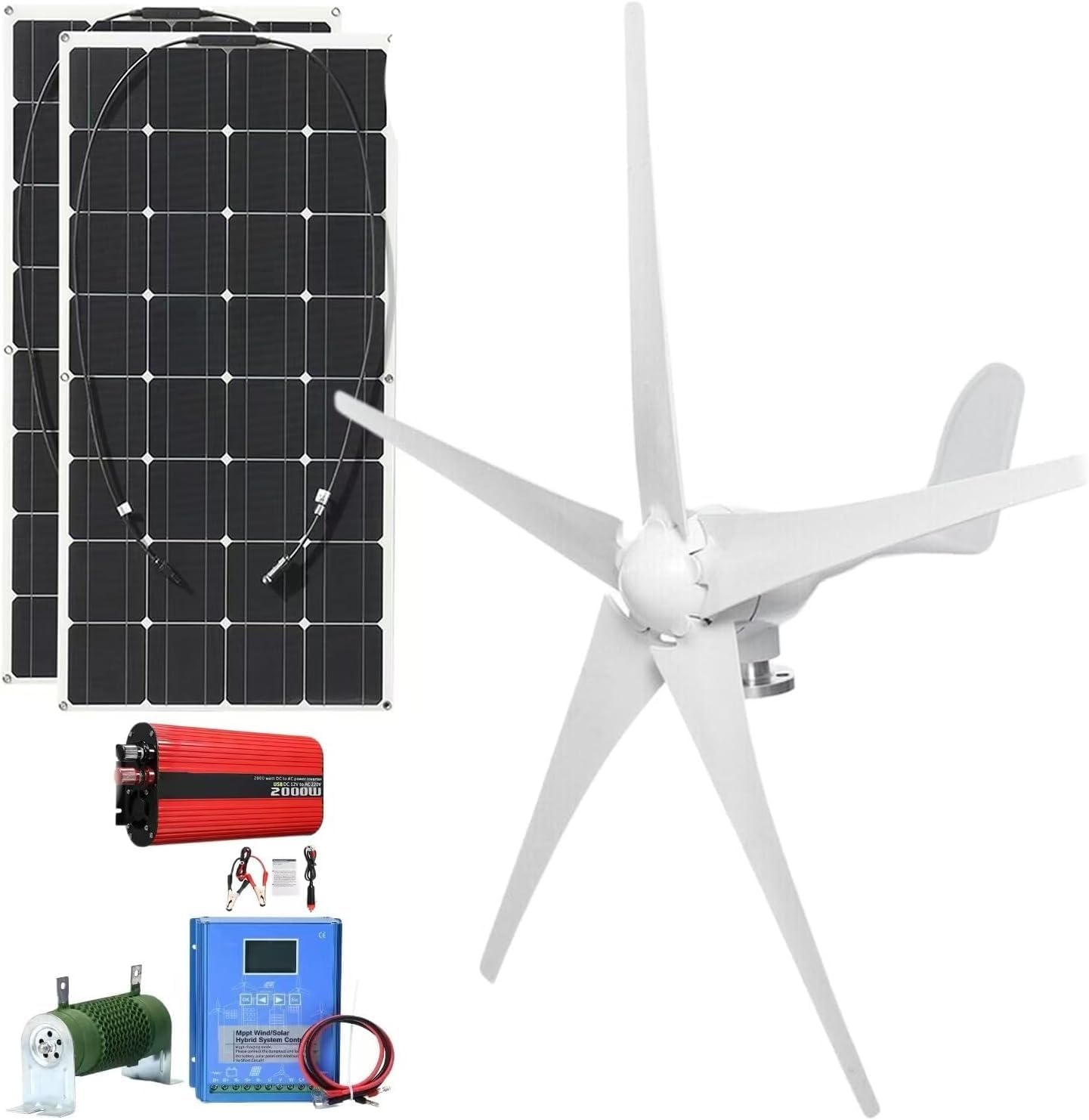 CAJUCA 9000W Wind Turbine Generator Kit Vertical Axis Wind Turbine Generator with Controller and Inverter Free Energy Windmill Solar