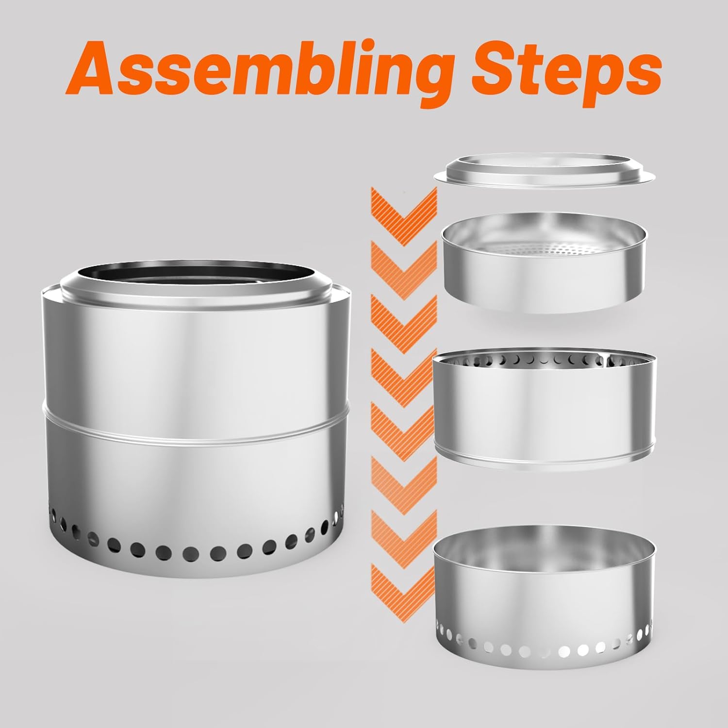 20 inch Smokeless Fire Pit, Outdoor Wood Burning Portable Stainless Steel Fire Pit with Carry Bag for Backyard Patio Garden Picnic Camping Bonfire