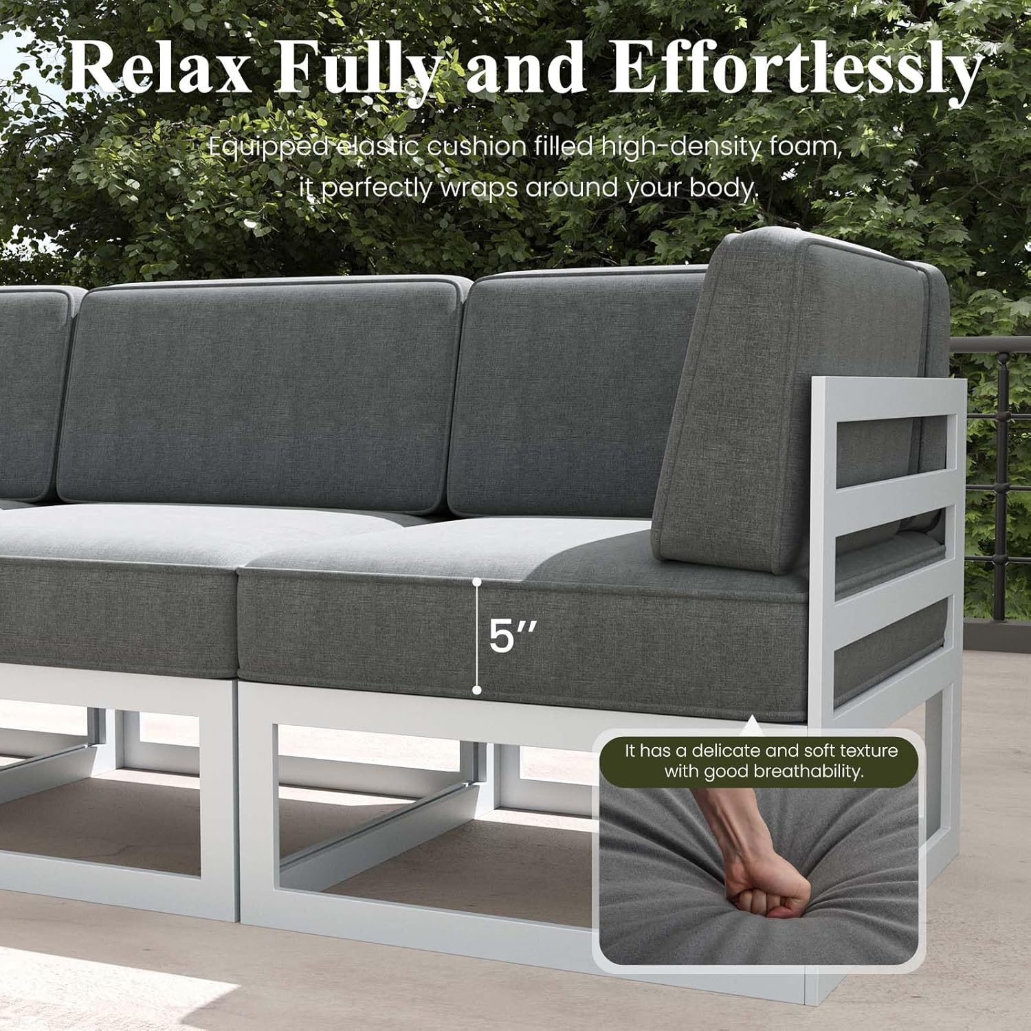 LayinSun 11 Pieces Modern Aluminum Patio Furniture Set with Fire Table, Outdoor Modular Sectional Conversation Set L-Shaped Sofa for Backyard