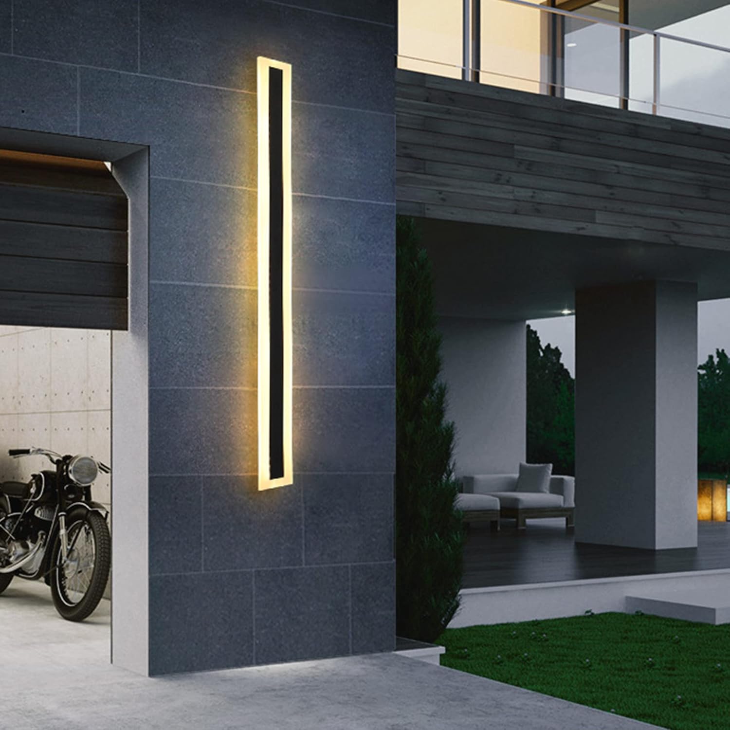 Led Long Strip Wall Lights Outdoor Wall Sconce Fixture Rectangular Modern Wall Lighting Fixture Lamps - Ip65 Anti Rust Waterproof,Warm Light, 150Cm 32W-White Light-120cm 26W (Warm Light 180cm 38W)