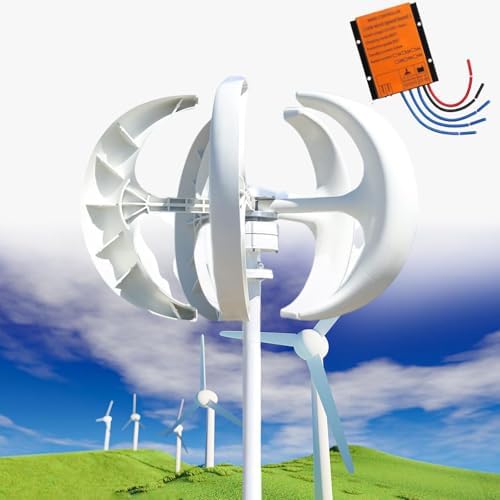 Wind Turbine Home Use Horizontal Generator Kits Blades with Controller to Charge Batteries Off Generator,4000W Vertical Wind Turbine Generator Kit - 12V/24V/48V 5 Blade 3 Phase AC Permanent