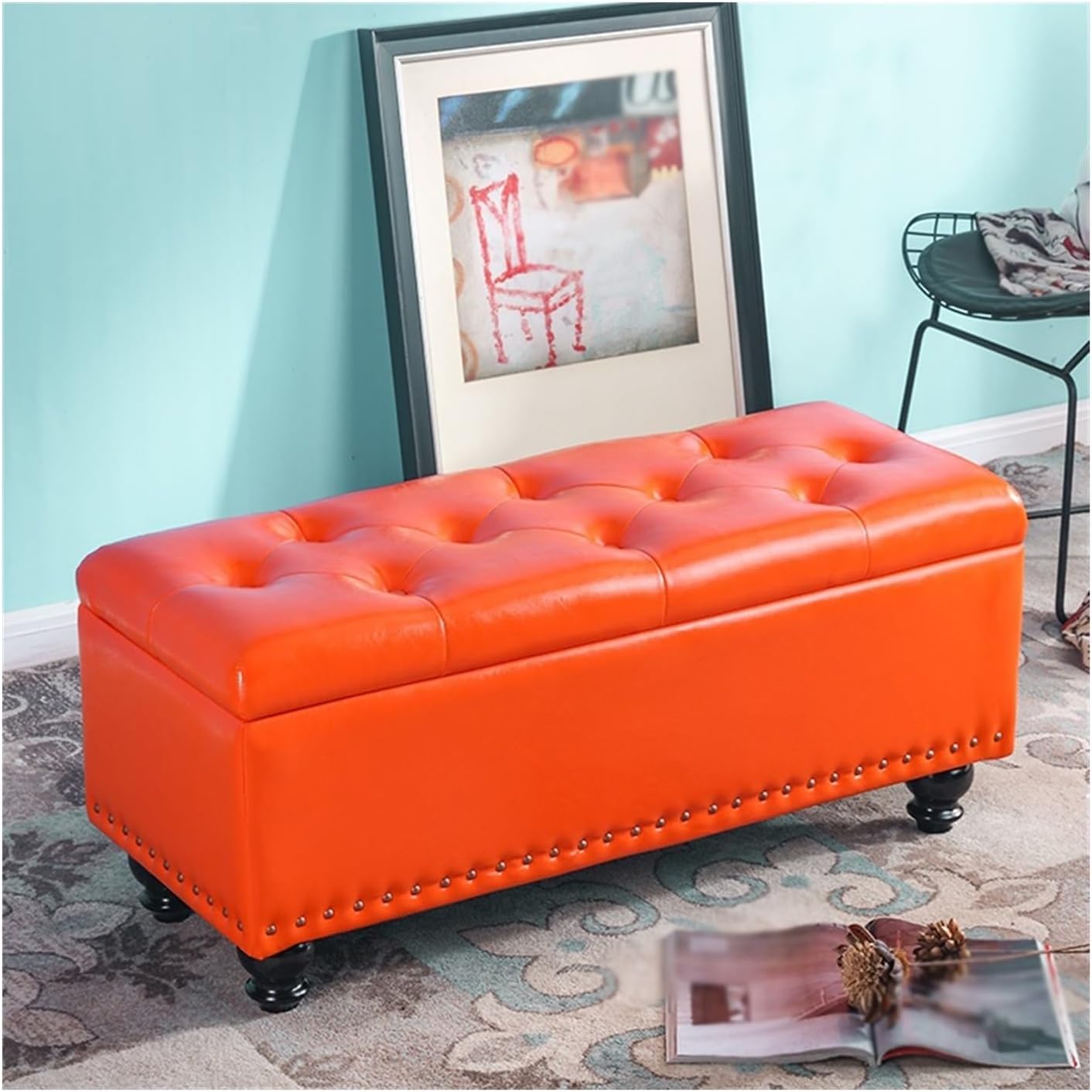Shoes Shelf Shoe Cabinets Multifunctional Long Shoe Changing Stool Doorway Household Sofa Rectangle Solid Color Entrance Door Entry(Orange,150cm)