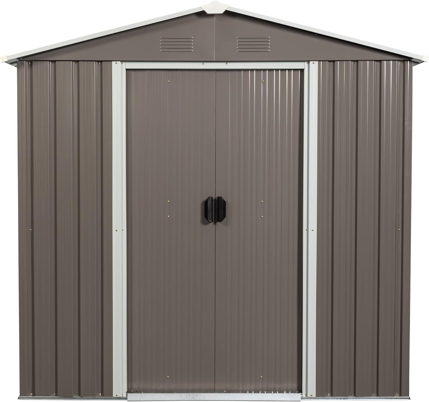 6 x 5 FT Outdoor Storage Shed, Metal Garden Shed with Double Doors & Air Vents, Tool Shed Tiny House Vertical Outside Storage Building for Backyard, Gray