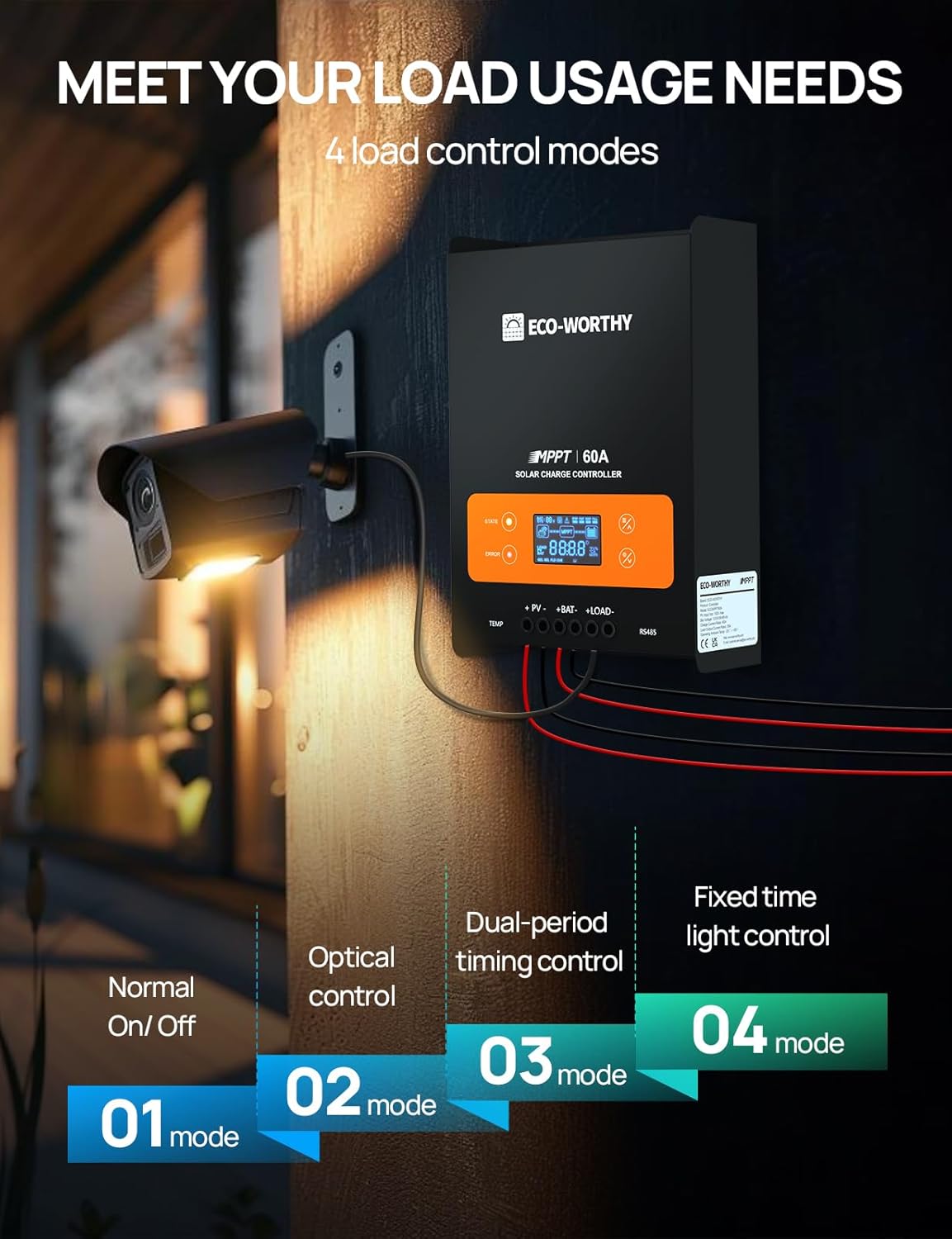 ECO-WORTHY 60A MPPT Solar Charge Controller with Bluetooth&WiFi, Max PV Input 150V,12/24/36/48V Solar Panel Regulator for Lead-Acid/Lifepo4 Battery in Solar System RV