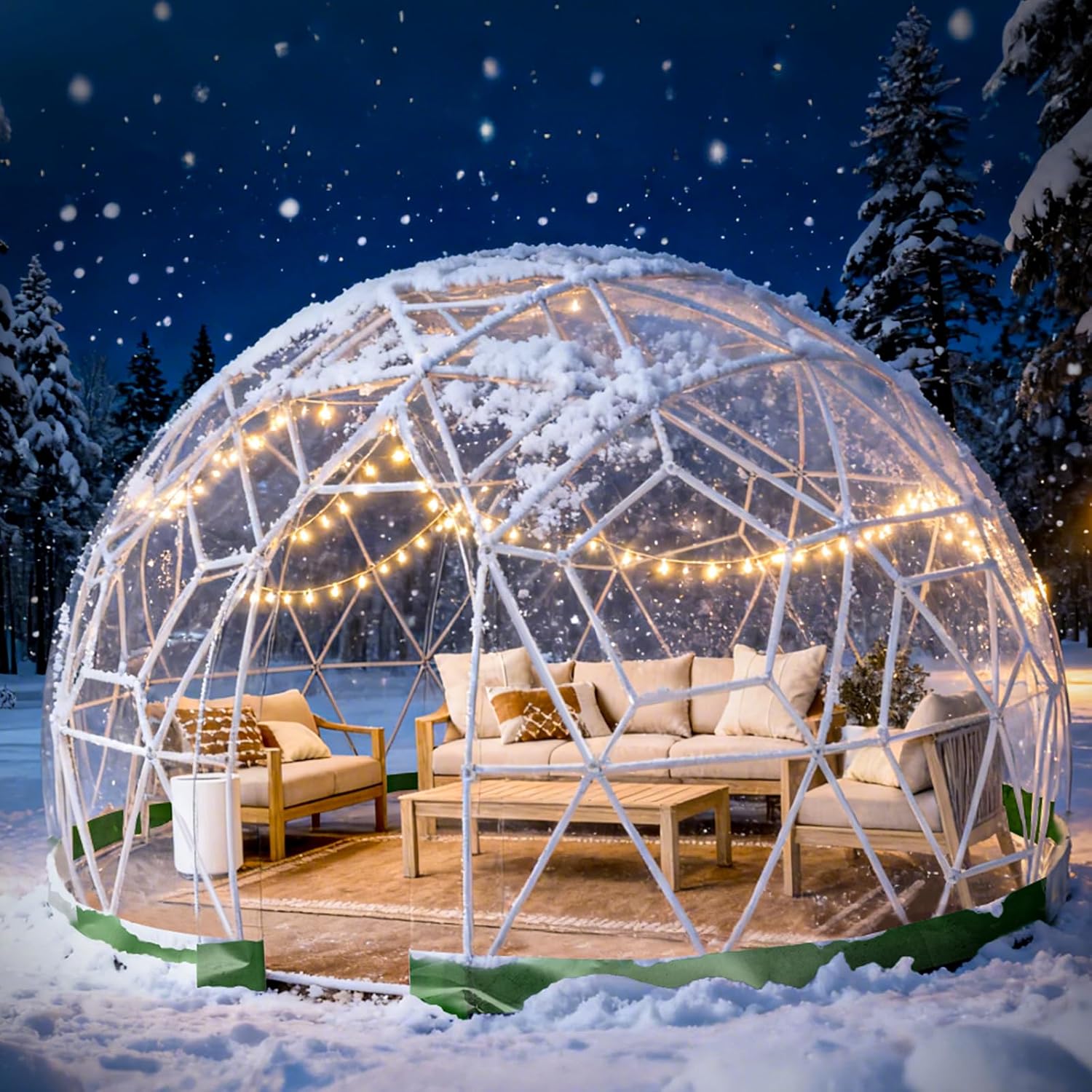 Garden Dome Tent, 9.6/12/15 ft Outdoor Clear Bubble Tent for 2-8 Person, All-Weather Geodesic Dome Greenhouse with Window & Door, PVC Transparent Tent for Patio, Camping, Party