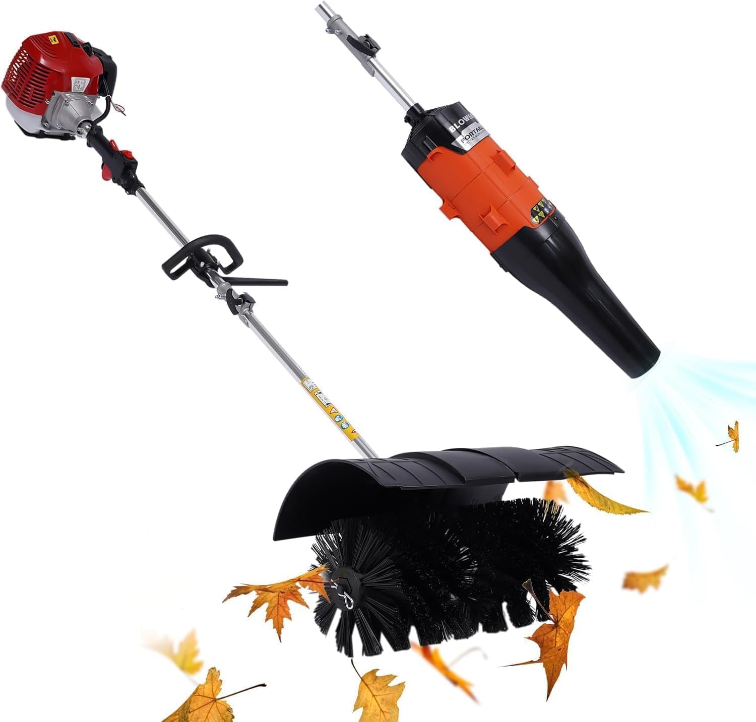 1 MOCHAG 52CC Gas Handheld Sweeper with Blower, 2 Stroke 2.3HP Engine Power Outdoor Sweeper Snow Sweeping Broom with Air Cooled Motor, Lawns Sweeper Machine for Street, Farms, Driveway, Snow