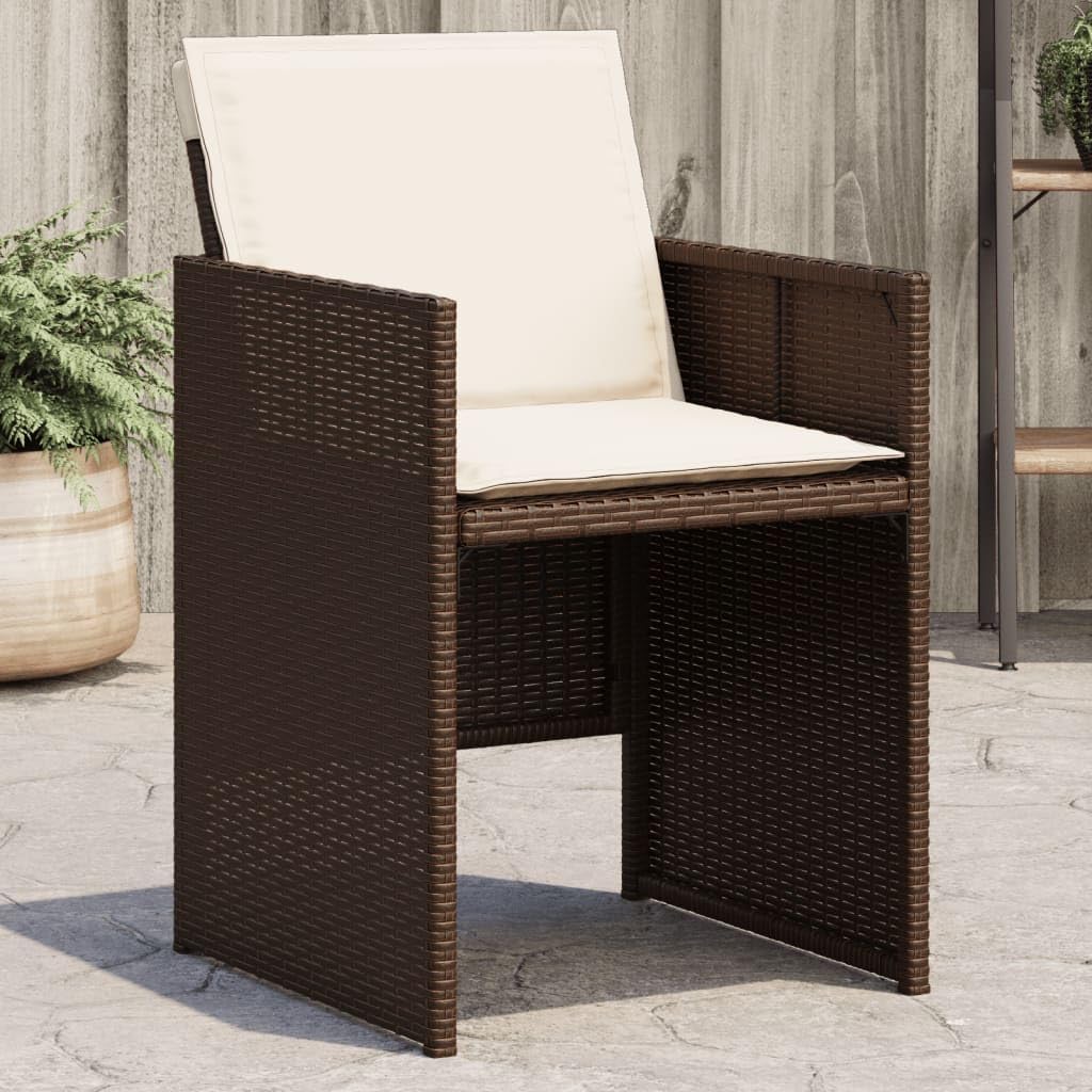 Patio Chair Patio Chairs with Cushions 4 pcs Brown Poly Rattan