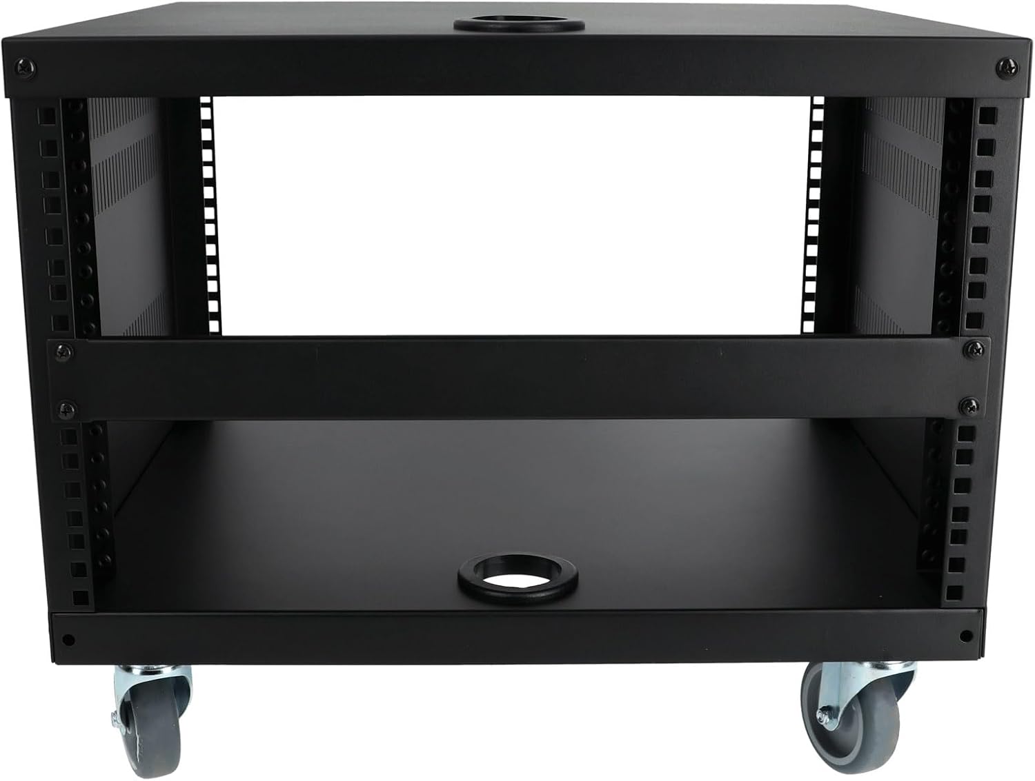 Rockville RR6U 6U Live Sound/Recording Studio Rack Case with Wheels, Reversible Rack Rails, Front & Rear Mounting, Cable Management Ports, 440lb Capacity