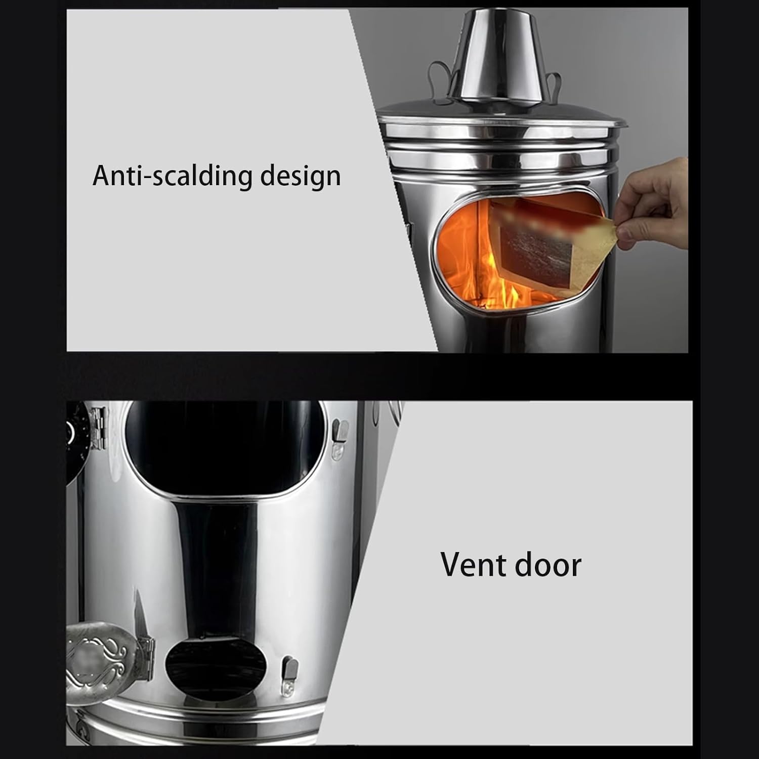 LXURY Metal Burning Barrels for Yard Garden, Stainless Steel, Patio, Lawn & Garden, Outdoor Heating & Cooling, Fire Pits, Silver, Wood, Coal