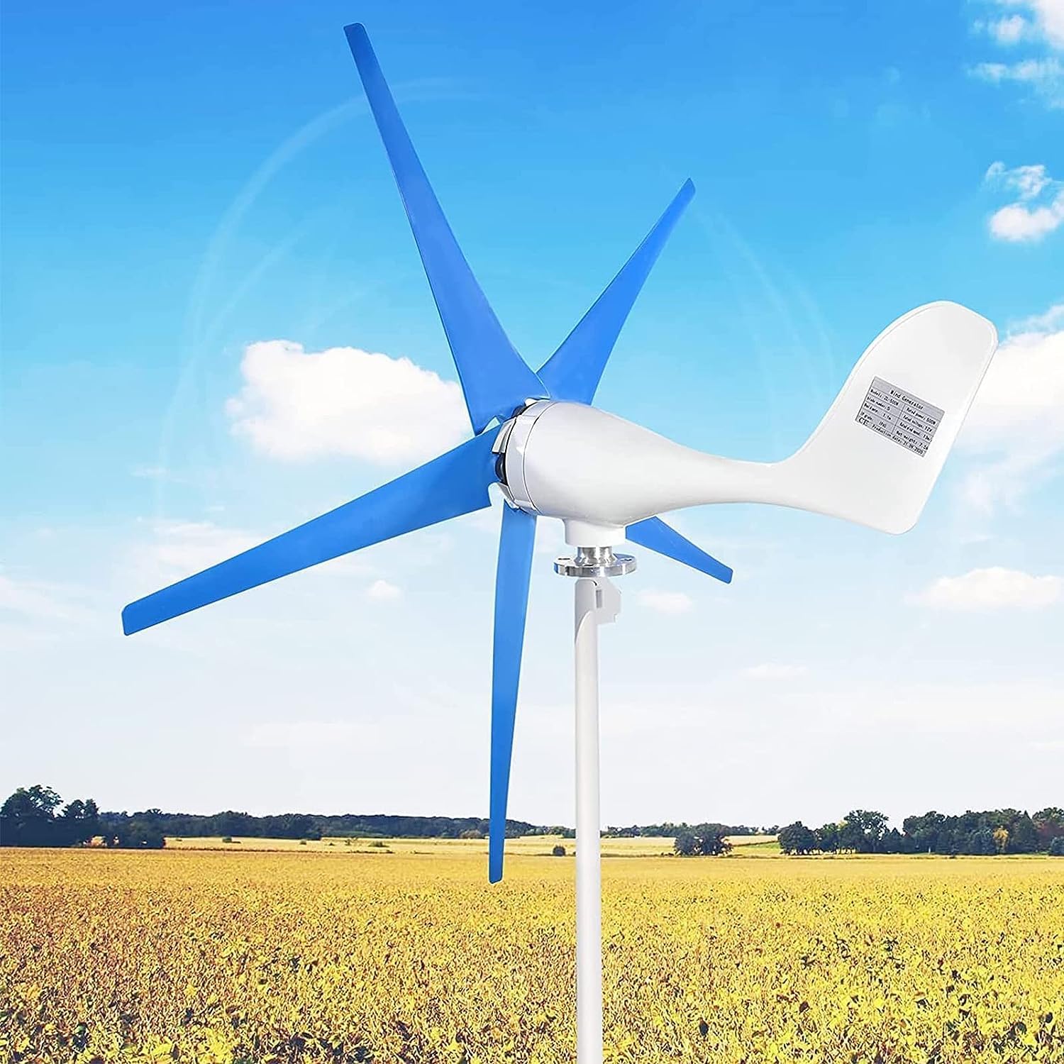 CHRISK Wind Turbine Generator, Windmill Generator 5000W Wind Turbine 5 Blades Wind Controller Turbine Generator Kit