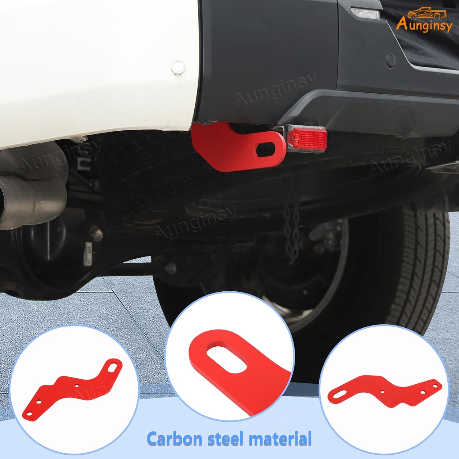 Aunginsy 1PCS Rear Tow Hitch Receiver Hook Compatible with Toyota Tundra 2026 2025 2024 2023 2022, Red Rear Bumper Trailer Ring Towing Tow Hook Recovery Point Screw Trailer Hitch Exterior Accessories