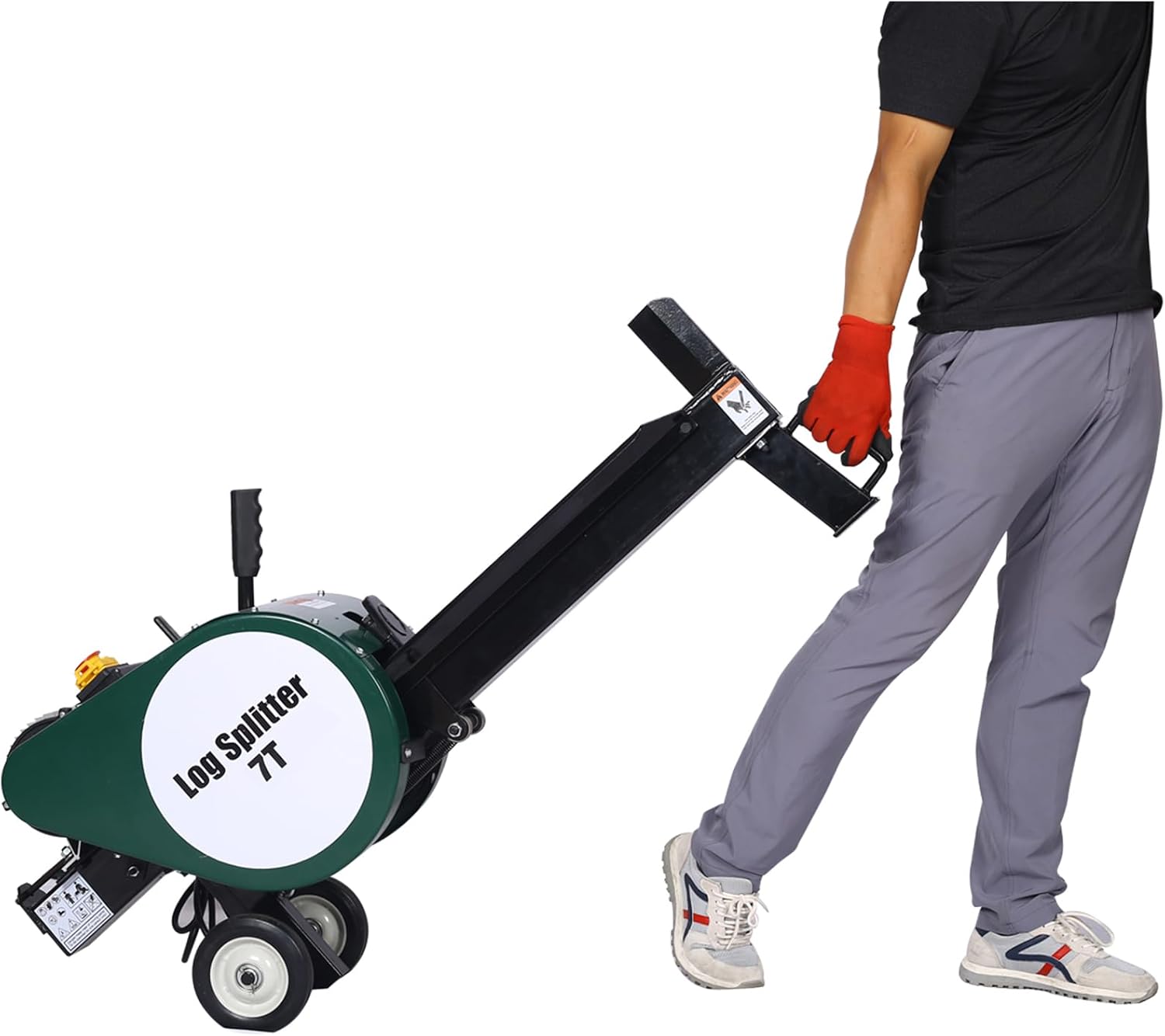 Electric Log Splitter 7 Ton, Double Flywheel Electric Log Splitter, Wood Splitter Electric Powered 16A 2Hp, Electric Firewood Splitting Machine Horizontal with Mobile Wheels