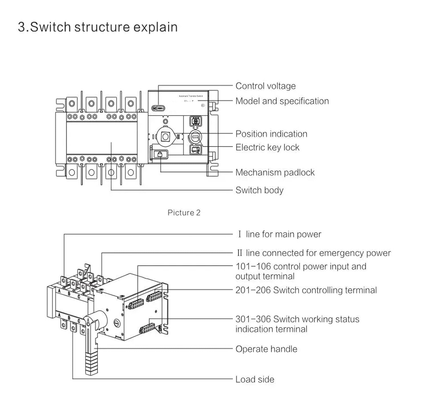 800/4P 800A 4P ATS Generator Dual Power Automatic Transfer Switch Circuit Breaker AC220V Control Voltage(1000A AC220V)