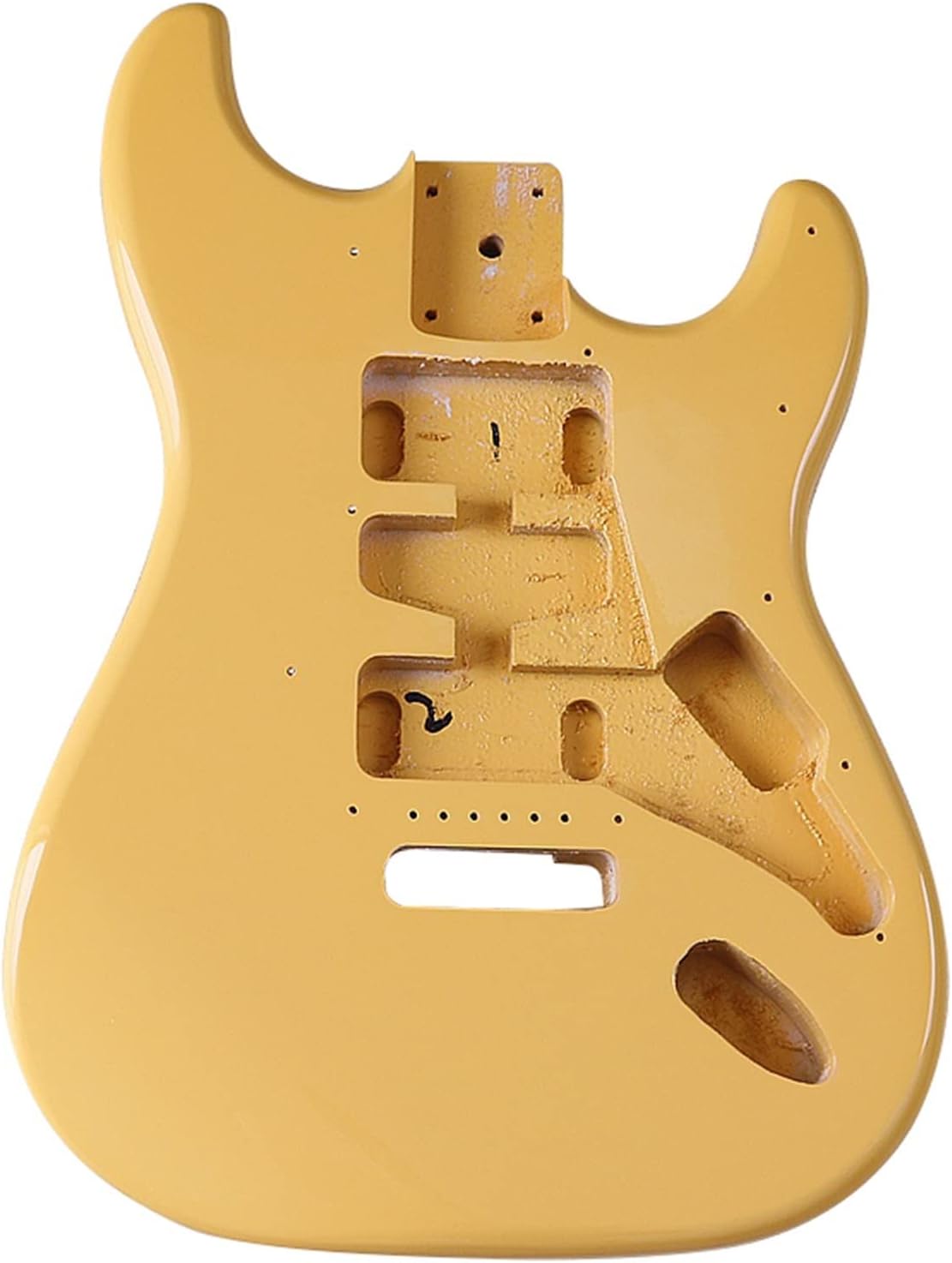 Yellow Electric Guitar Body Poplar Wood Guitar Barrel High Gloss Finish for Electric Guitar 5.6cm Pocket Width DIY Guitar Kit