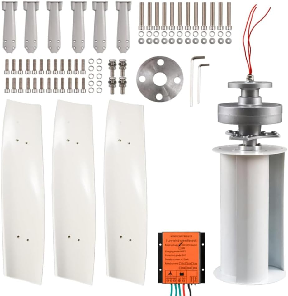 24V,BAOJUHUIKANG 12V 24V 48V 220V Wind Turbine Generator 3 Blade 5000W with Controller Wind Power Turbine Generator Kit Low Noise Suitable for Outdoor Garden Lighting