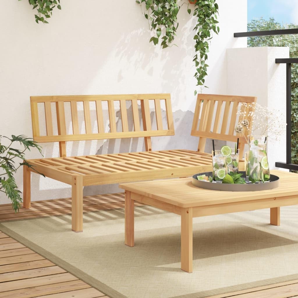 Patio Pallet Corner Sofa Solid Wood Acacia,Wooden Pallet Corner Sofa with Slatted Design for Outdoor Garden Patio Terrace Outdoor Furniture, Patio Seating