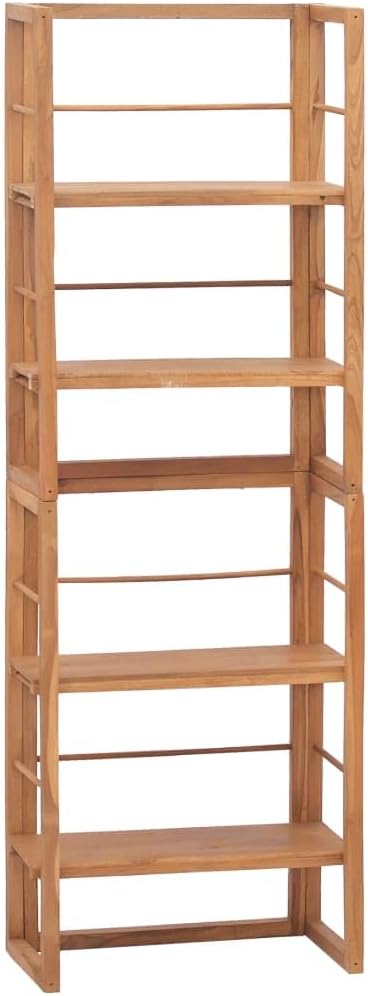Solid Teak Wood Shelving Unit, 4-Shelf Adjustable Storage Bookcase, 11.8