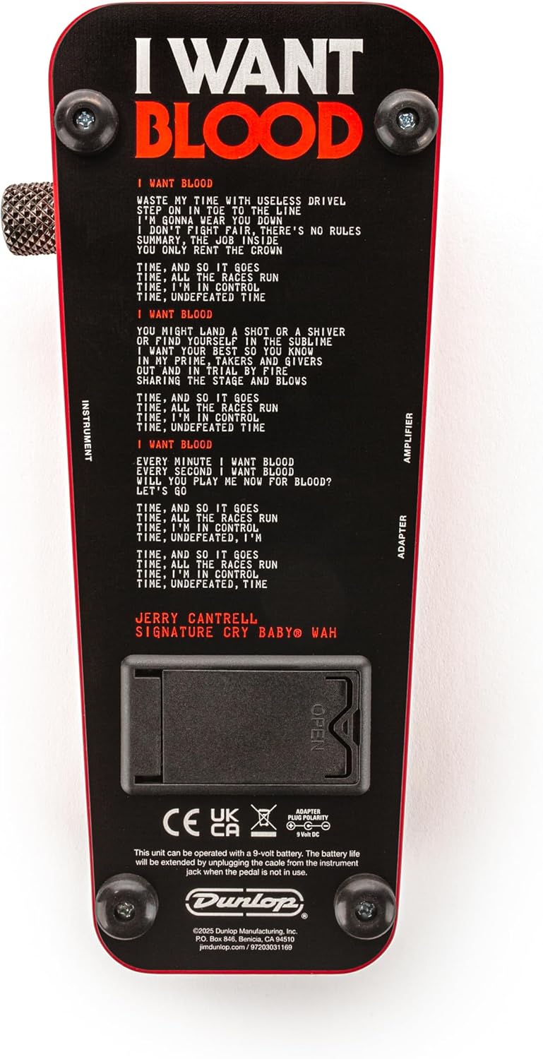 Dunlop Cry Baby Jerry Cantrell I Want Blood Wah Special Limited Edition Effects Pedal JC95IWB with Tonebird MXR Cable Bundle Session
