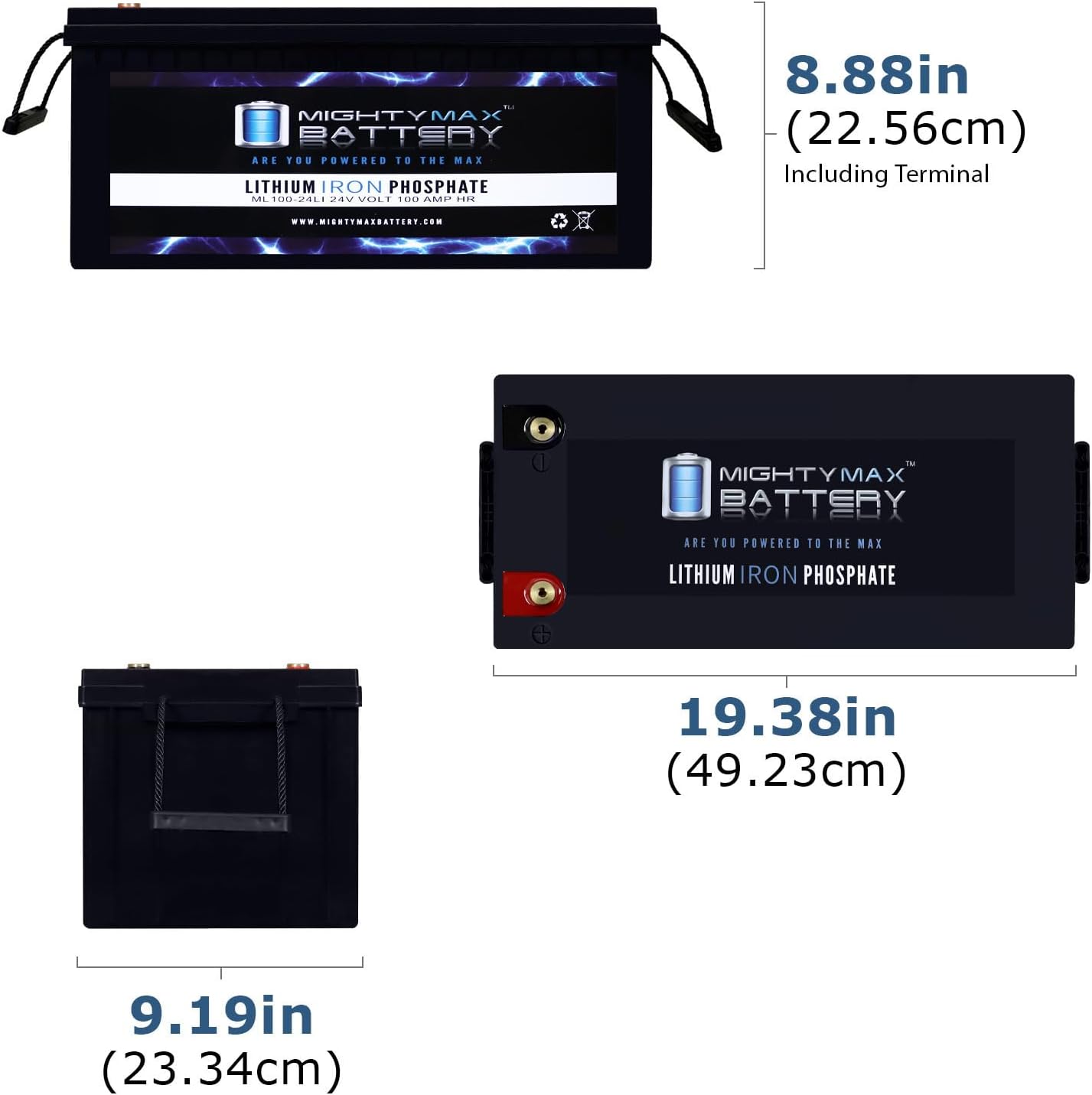 Mighty Max Battery ML100-24LI 24V 100Ah Lithium Replacement Battery Compatible with Solar Wind RV Marine Camping Off Grid Solar Panel Kit