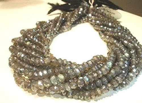 1 full 14inches strand. full strand - super fire - labradorite- micro faceted roundels - 3-4mm
