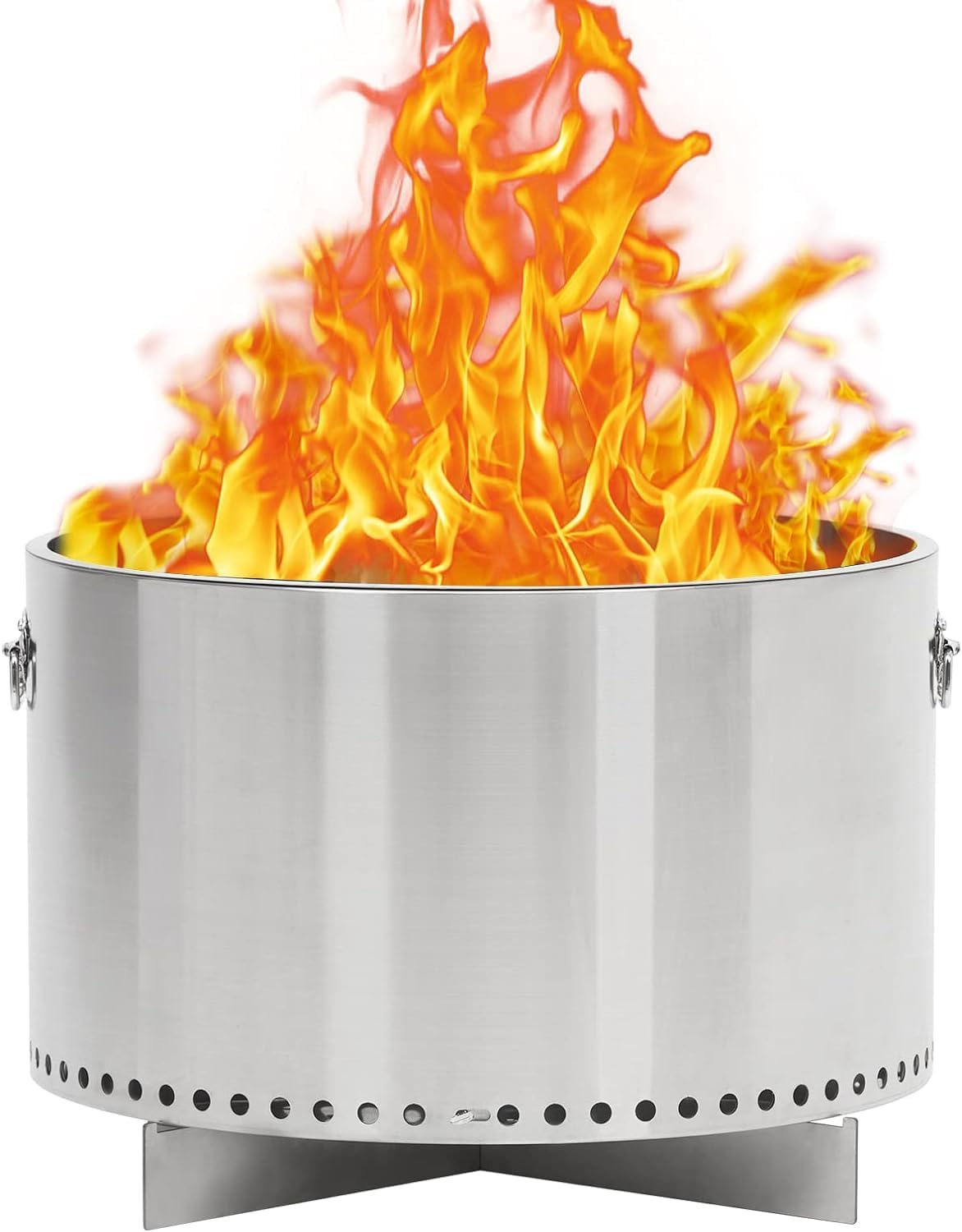 Smokeless Fire Pit Wood Burning Pellet Firepits with Air Switch,Wood Burning Portable Stainless Steel Outdoor Firepit with Removable Stand and Ash Pan, Ideal for Camping Backyard Patio, 18.8LBS