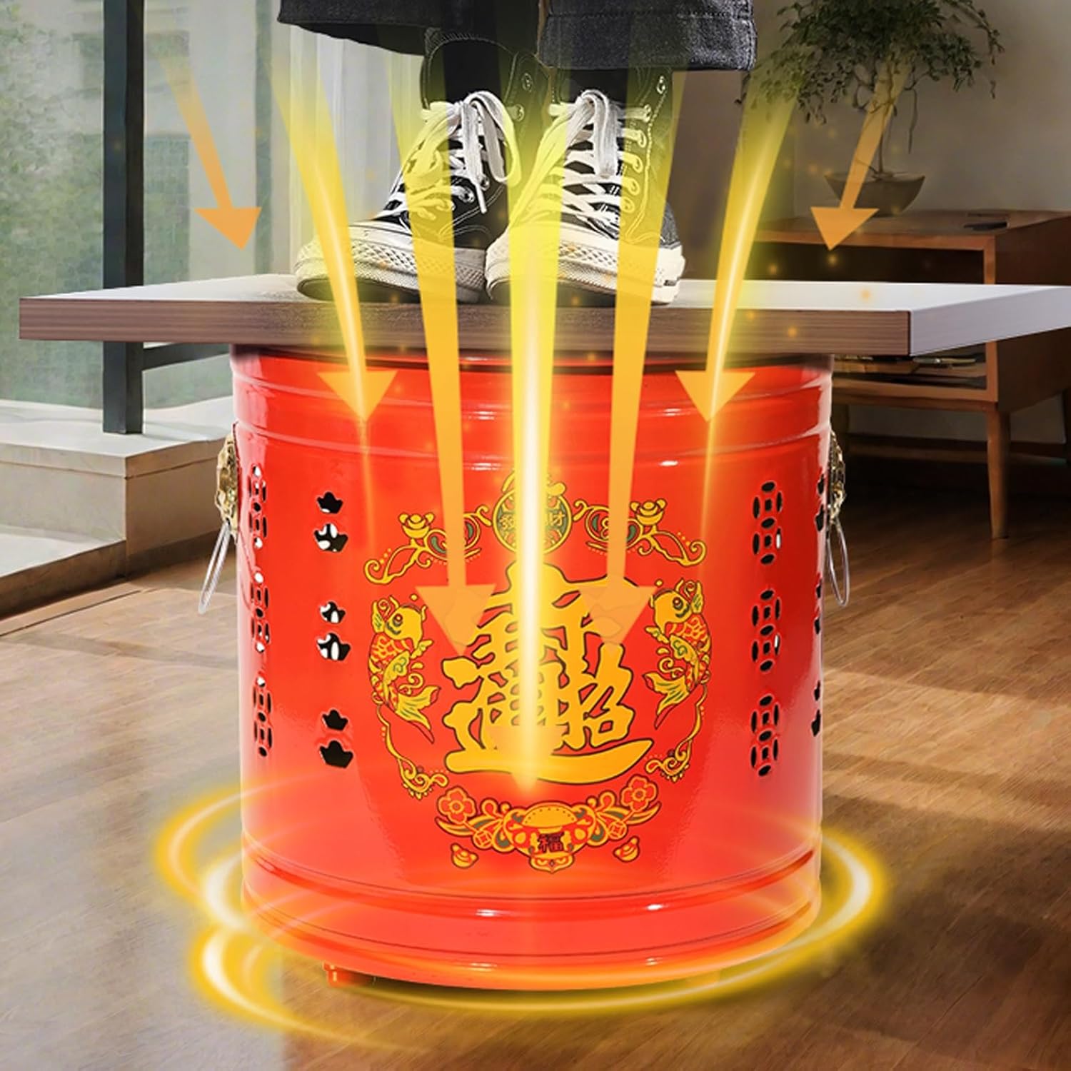 Burn Cage, Burn Barrels for Outside for Burning Trash, Outdoor Fire Pit with Lid and Handle, Metal Fire Pit for Yard Waste(45cm/18in)