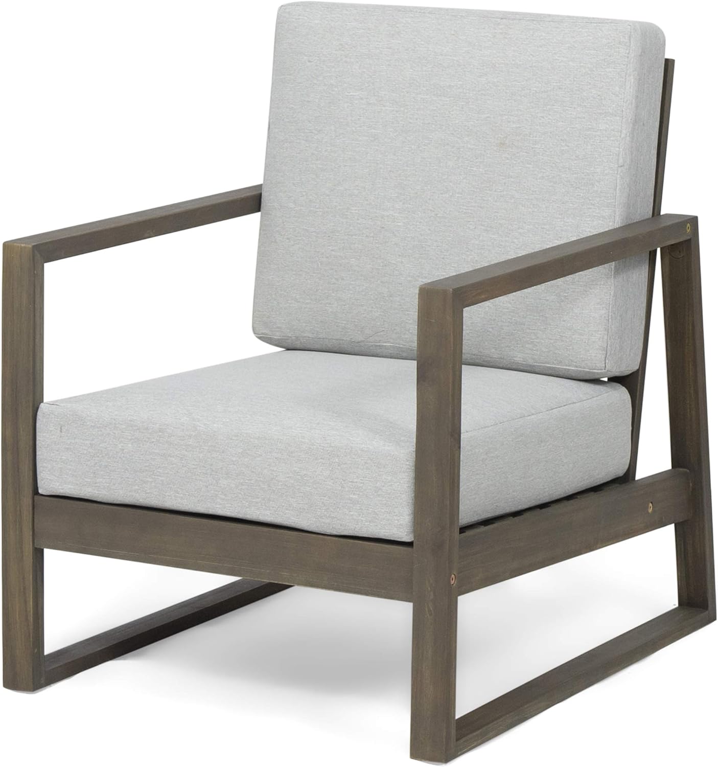 Great Deal Furniture Outdoor 4 Seater Chat Set with Fire Pit, Gray Finish, Light Gray, and Dark Gray