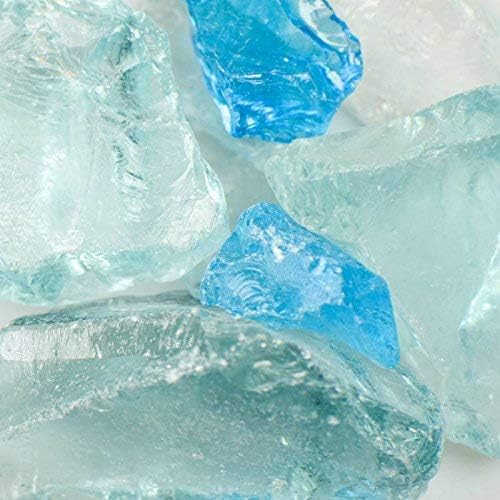 (Caribbean Mix) Blue Landscape Glass Fireplace Glass, Landscaping Glass - 25 lbs, Medium
