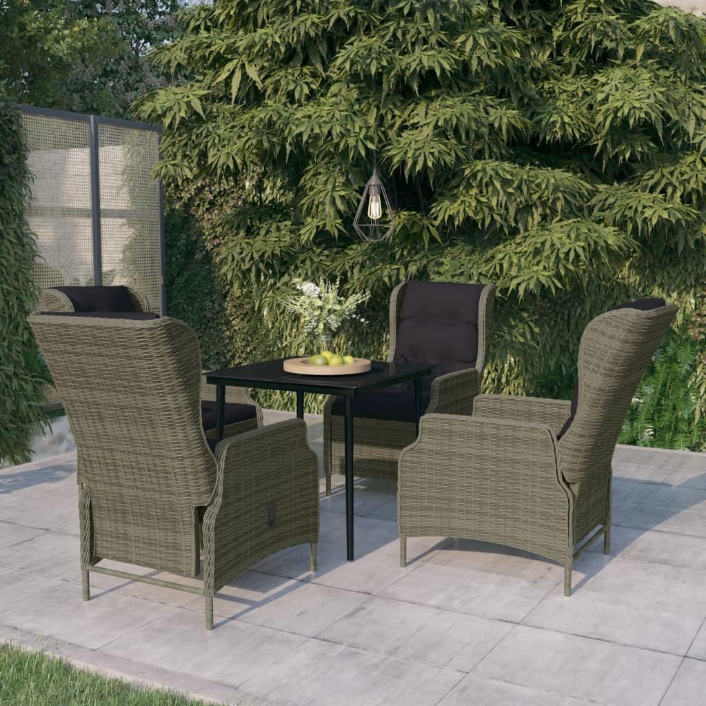 Furniture Sets 5 Piece Patio Dining Set Brown,Elegant Outdoor Dining Set with Reclining Chairs and Glass Tabletop Garden Conversation Sets
