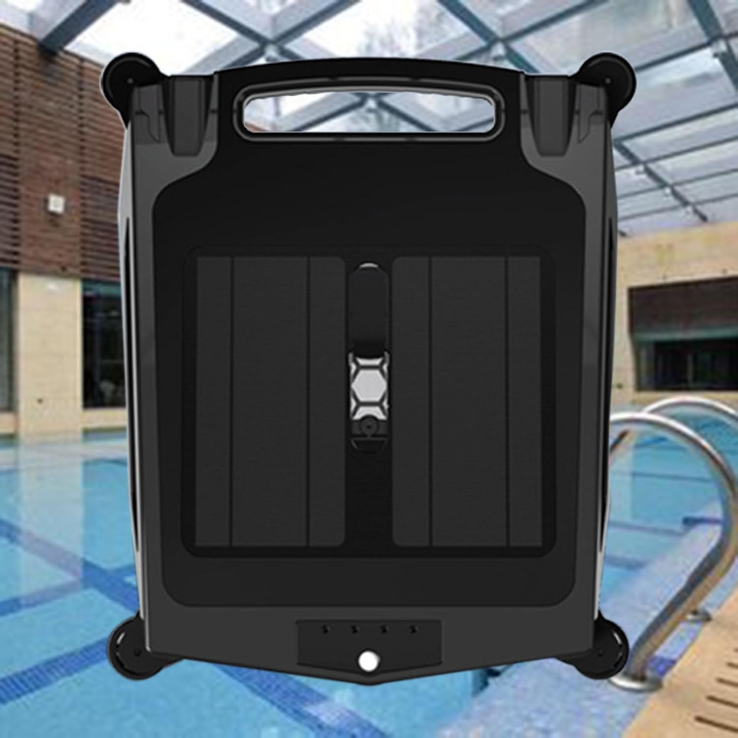 Automatic Solar Pool Skimmer Robot: Full Day Robotic Pool Skimmer Cleaner Cordless Pool Cleaning Robot for Pool Surface Dual Charging Options Smart Obstacle Detection
