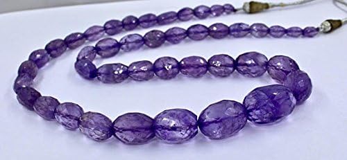 25MM TO 8.5MM 1 Line Natural Purple AMETHYST FACETED Oval BEADS Necklace 24 INCHES