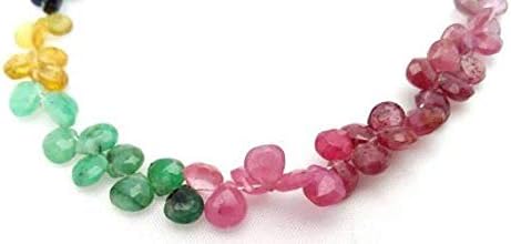 13 inch natural beads strand of 5x5-6x6mm faceted heart ruby, emerald, sapphire gemstone beads for DIY jewelry - necklace, bracelet, earring, ring.