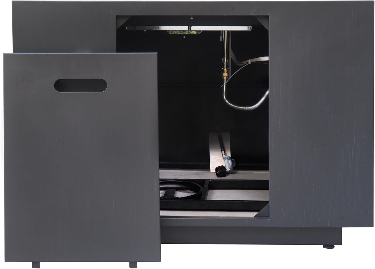 Square Propane Fire Pit Table with Built-in Tank Space, 50,000 BTU Outdoor Fire Pit in Dark Grey, 33 Inch Iron Gas Fire Pits for Patio Backyard Garden, Portable Heating for Outside Use, Only Table