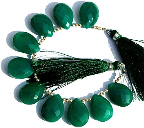 18x13 mm green onyx faceted pear briolettes 3
