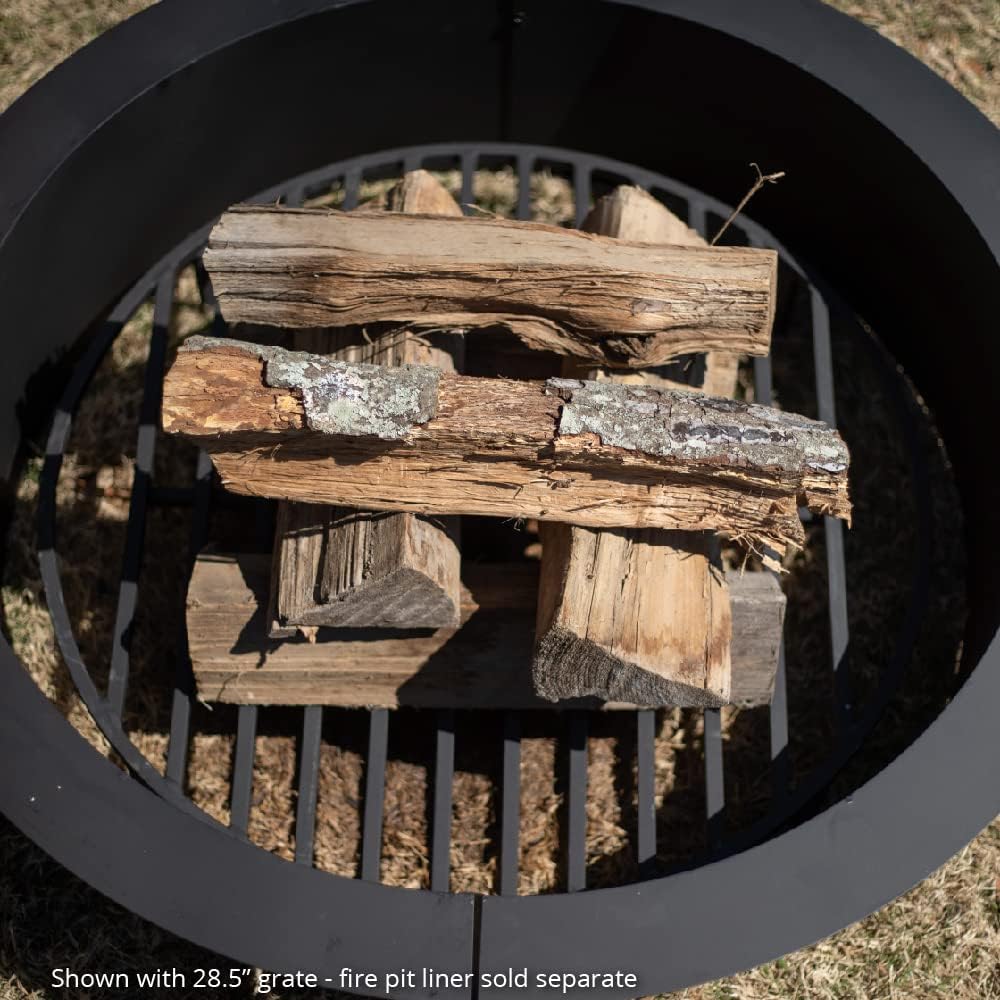 TITAN GREAT OUTDOORS Ash & Ember Round 30in Fire Pit Grate, Heavy Duty 1/2in Steel Elevated Log Wood Pit Grate, Burning Fireplace and Firepits