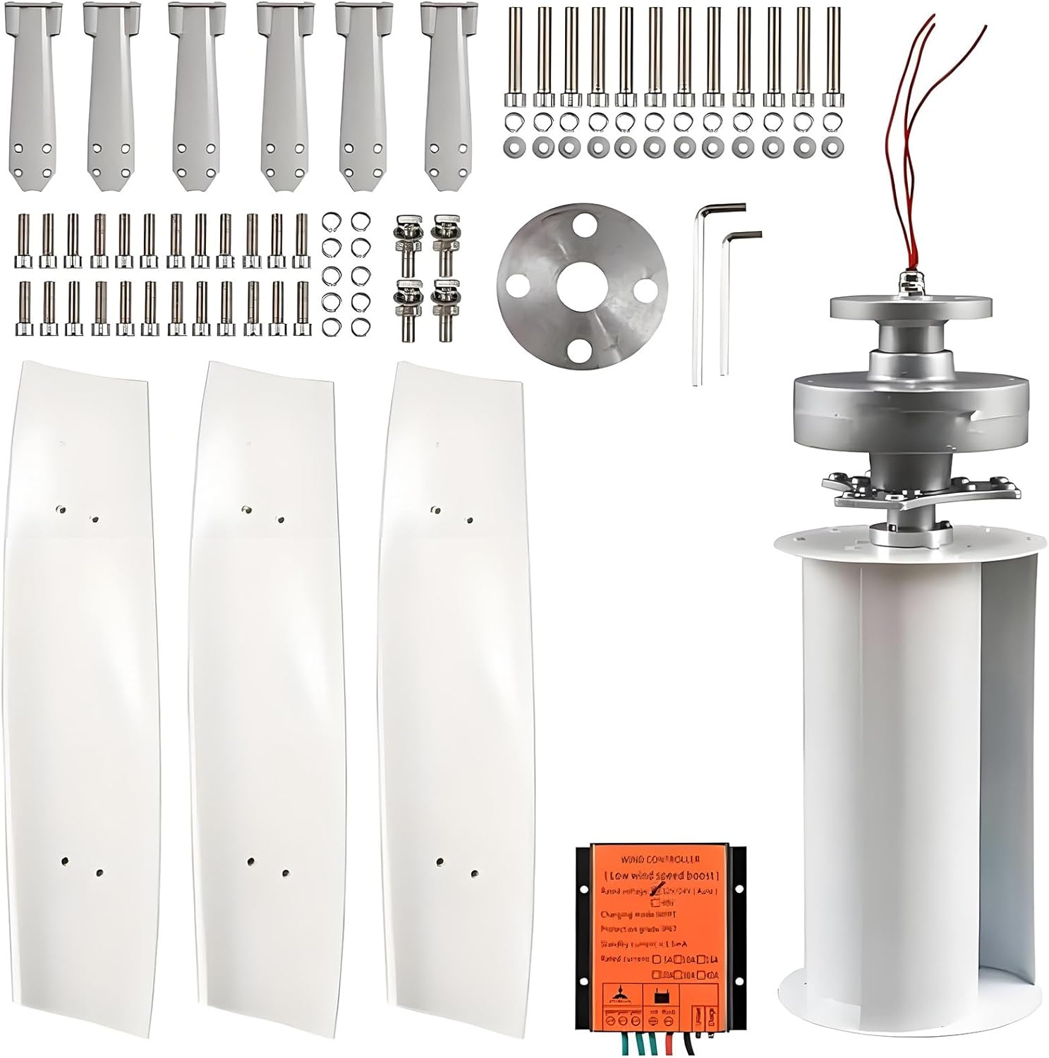 20000W Garden Wind Turbines Generator Kit, 12V - 220V Wind Power Generator Vertical Three-Phase AC Vertical Wind Turbine with Controller for Marine, RV, Home and Industrial Use 24V