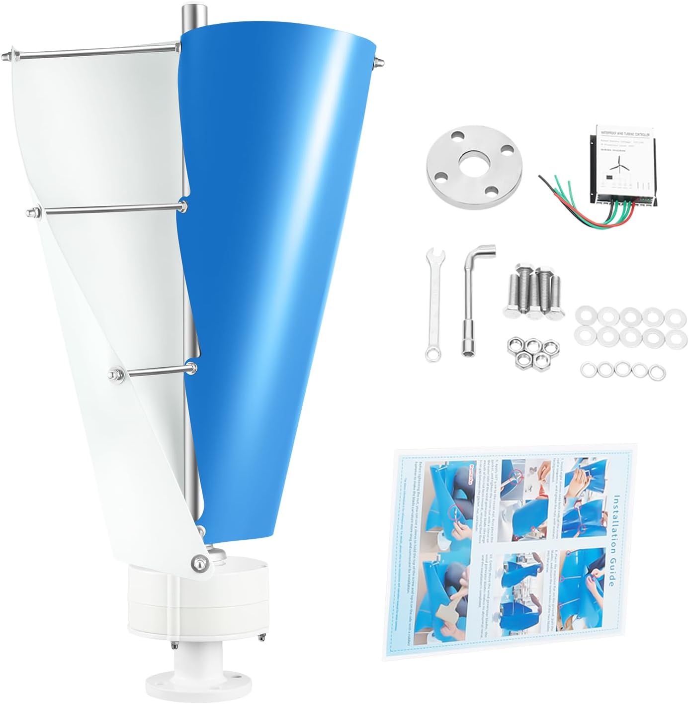 Vertical Wind Turbine Generator, 100W 12V Vertical Helix Wind Power Turbine Generator Kit with Controller, Wind Turbine Kit for Mobile House Cabin