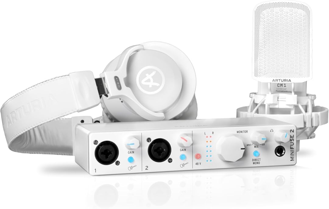 Arturia MiniFuse Recording Pack — USB Audio Interface Bundle with Condenser Microphone, Headphones, and Creative Software for Recording, Streaming, and Podcasting