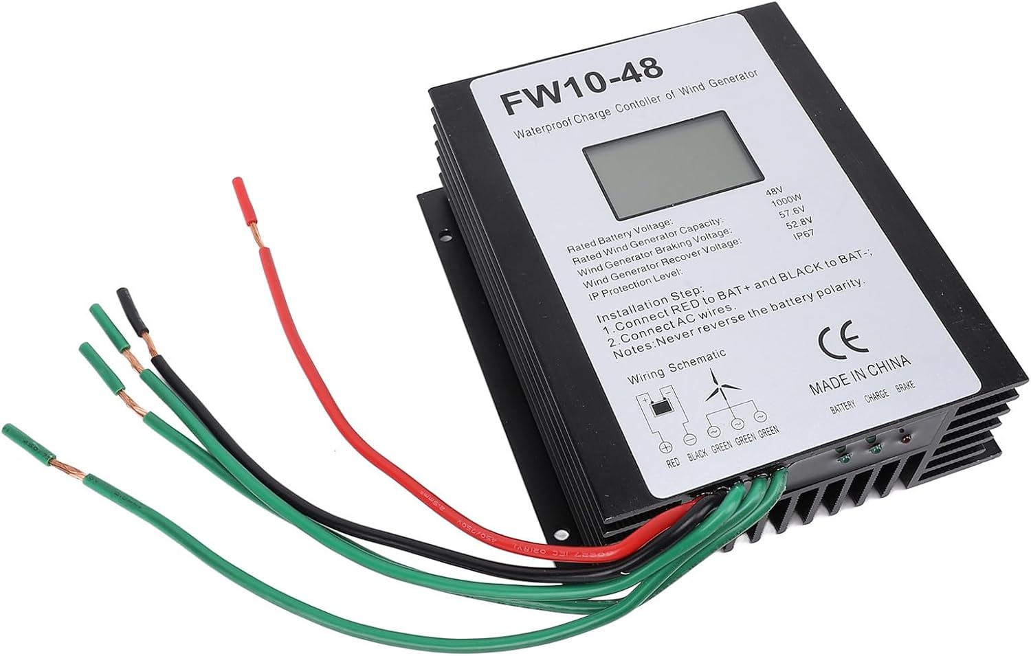 Focket MPPT 48V Wind Turbine Charge Controller, IP67 Rated Wind Turbine Controller with Automatic Regulator for 1000W Generator