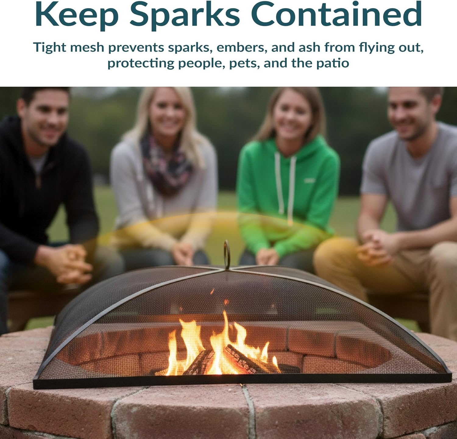 Sunnydaze Heavy-Duty Steel Mesh Fire Pit Spark Screen Cover - Outdoor Fire Pit Screen Cover - Square - Black - 36-Inch