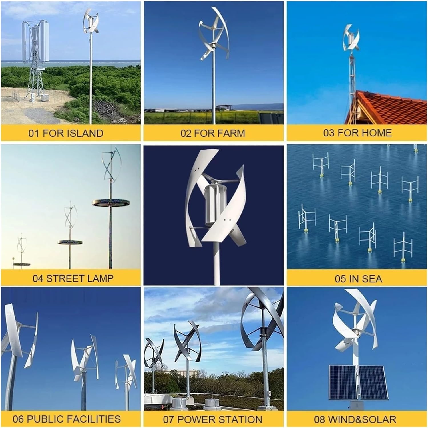 5KW Wind Turbine with Solar Panel Battery 5KW Vertical Axis Maglev Wind Turbine for Household Family with Controller Low Starting Speed for Home(MPPT Hybrid Control,48V)