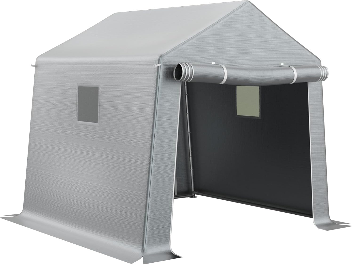 MESTYL 10x10 FT Heavy Duty Carport Outdoor Storage Shed with Roll-up Zipper Door and Ventilated Windows,Waterproof and UV Resistant Portable Garage,Motorcycle ATV Bike Tent Shelter Garden Tools,Gray