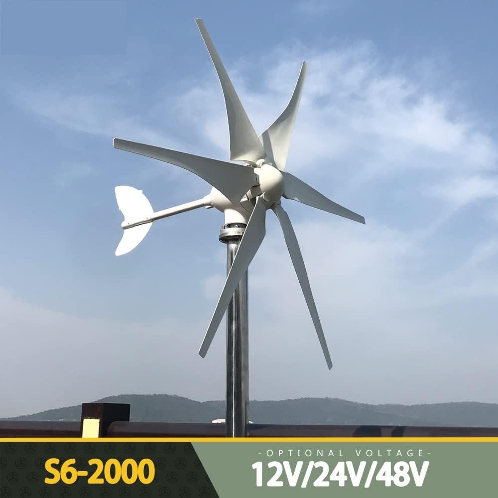 Wind Turbine, Wind Turbine 2000w 48v 24v 12v with MPPT Controller System Portable Windmills Renewable Energy for Hybrid Solar Wind System(Turbine Only,12V)