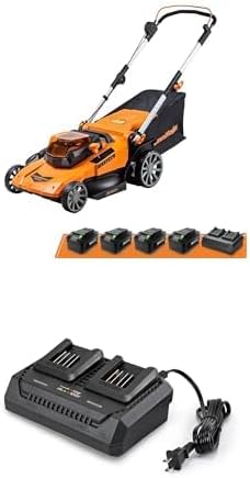 LawnMaster CLMF4821A Cordless Lawn Mower Brushless 48V MAX* 21Inch 3-in-1 Function with 4X24V MAX* 4.0Ah Battery and a Dual Charger + LawnMaster MX24V Dual-Battery Charger – 24LFC15-ETL