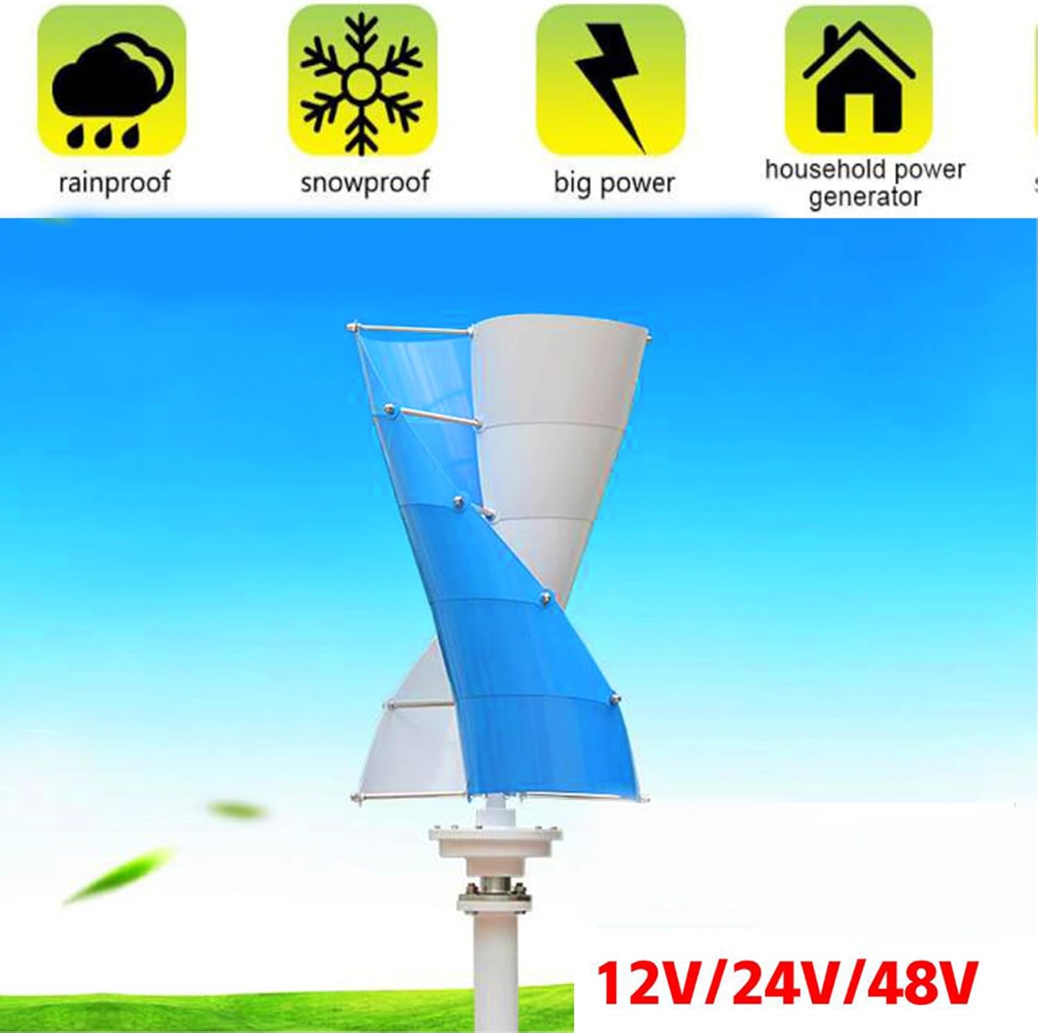 14000W Vertical Axis Wind Turbine Generator Kit for Hybrid Solar System, 12V-220V Permanent Magnet Generator with Controller (Low-Noise) 48V