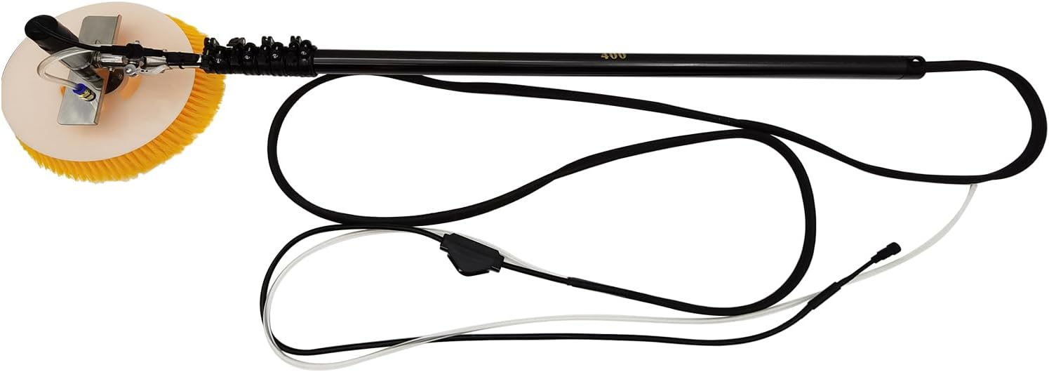 110V 240W Solar Panel Cleaning Brush with Single Rotating Brush Head Photovoltaic Panel Cleaning Machine 19.7ft Telescopic Water Fed Pole Brush 13.4