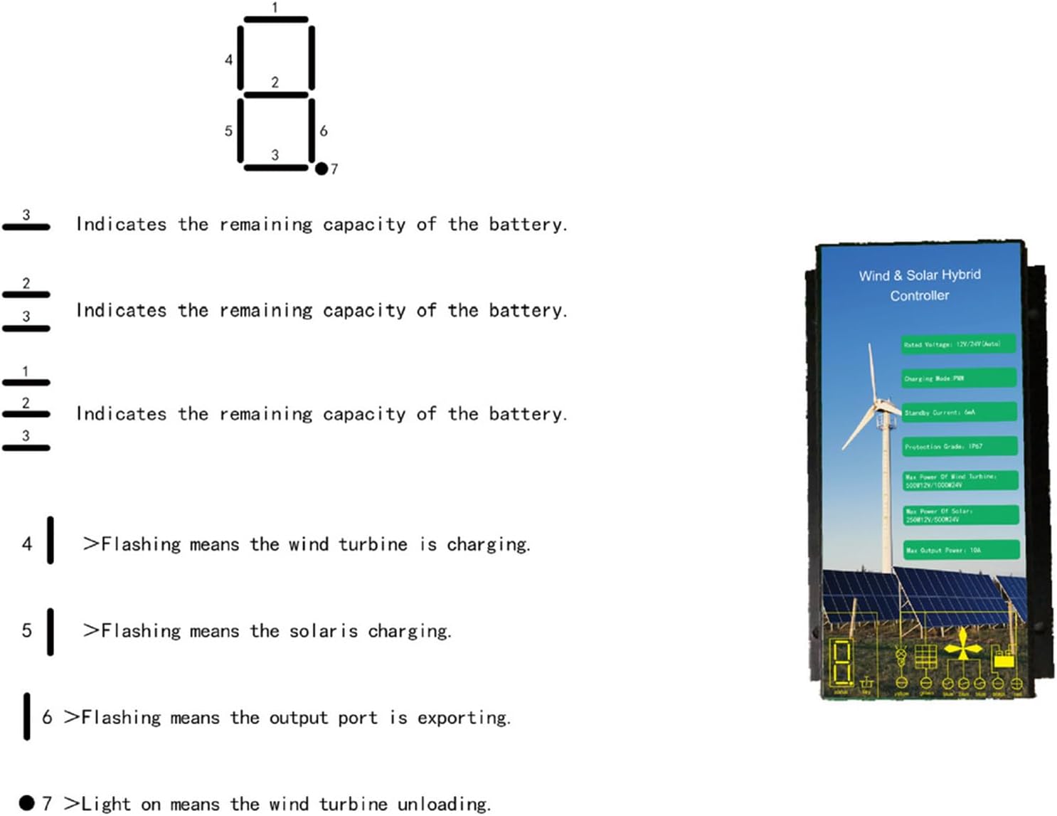 30A Mini Wind Turbine Generator Controller,IP67 Waterproof 12V/24V Automatic Controller for 400W/500W/600W Wind Turbine System